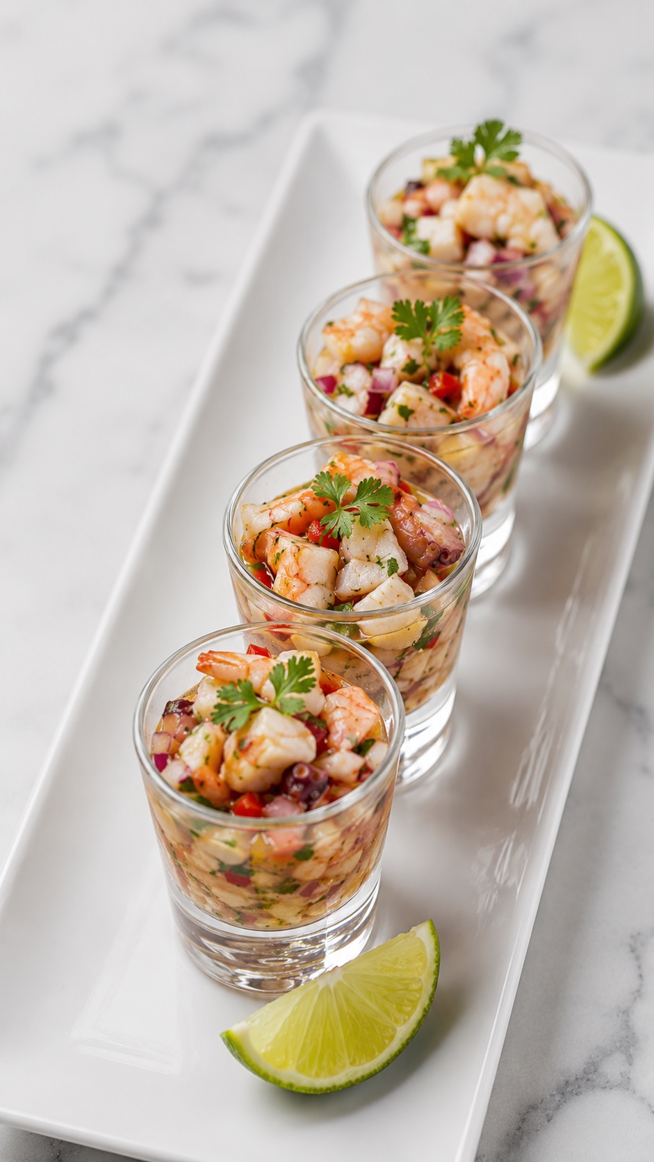 Shots de ceviche con limon