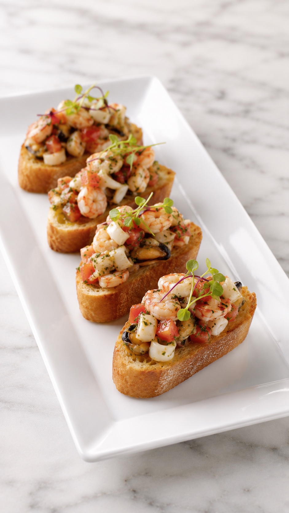 Bruschettas con mariscos