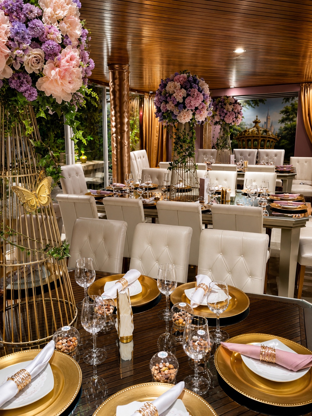 Salón con flores en altura